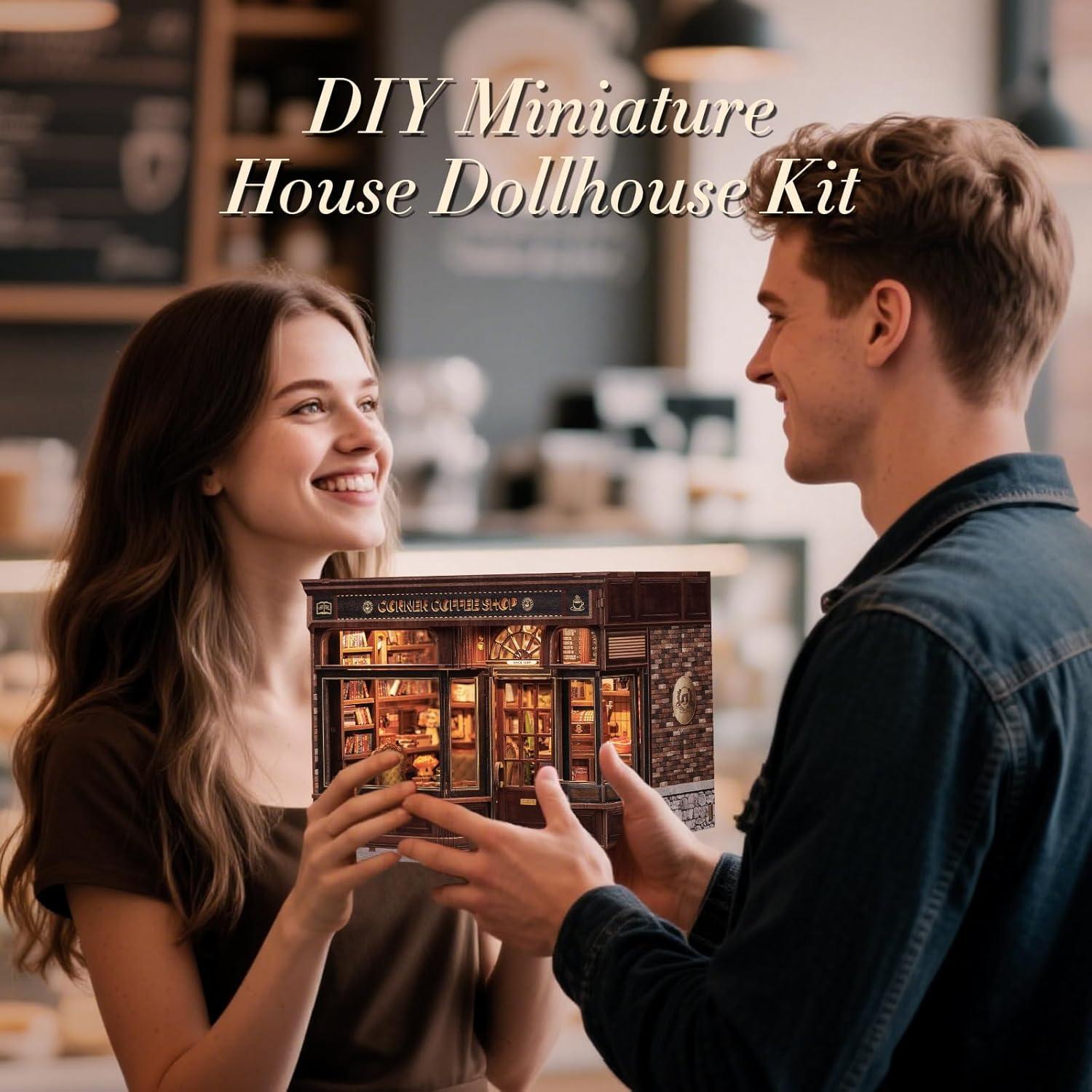 image:imageCUTEBEE Book Nook Kit DIY Miniature House Kits for Adult and Teens Dollhouse Mini Booknook Music House Bookshelf DIY Craft Gifts for Family and FriendsMemories Music BookshopCorner Coffee Shop