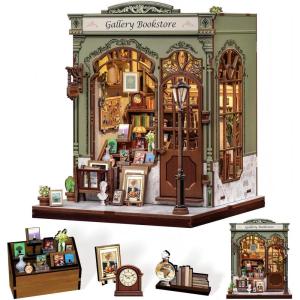 CUTEBEE Book Nook Kit, DIY Miniature House Kits for Adult and Teens, Dollhouse Mini Booknook Music House Bookshelf, DIY Craft Gifts for Family and Friends（Memories Music Bookshop）(Gallery Bookstore)