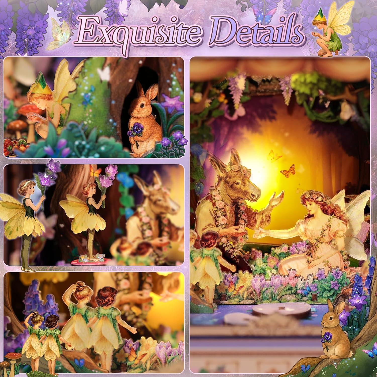 image:imageCUTEBEE DIY Miniature House Kit 3D Wooden Puzzle for Adults Book Nook Shelf Insert Shakespeare Literary Gift Enchanted Forest Miniature Theater Desktop Decor A Midsummer Nights Dream