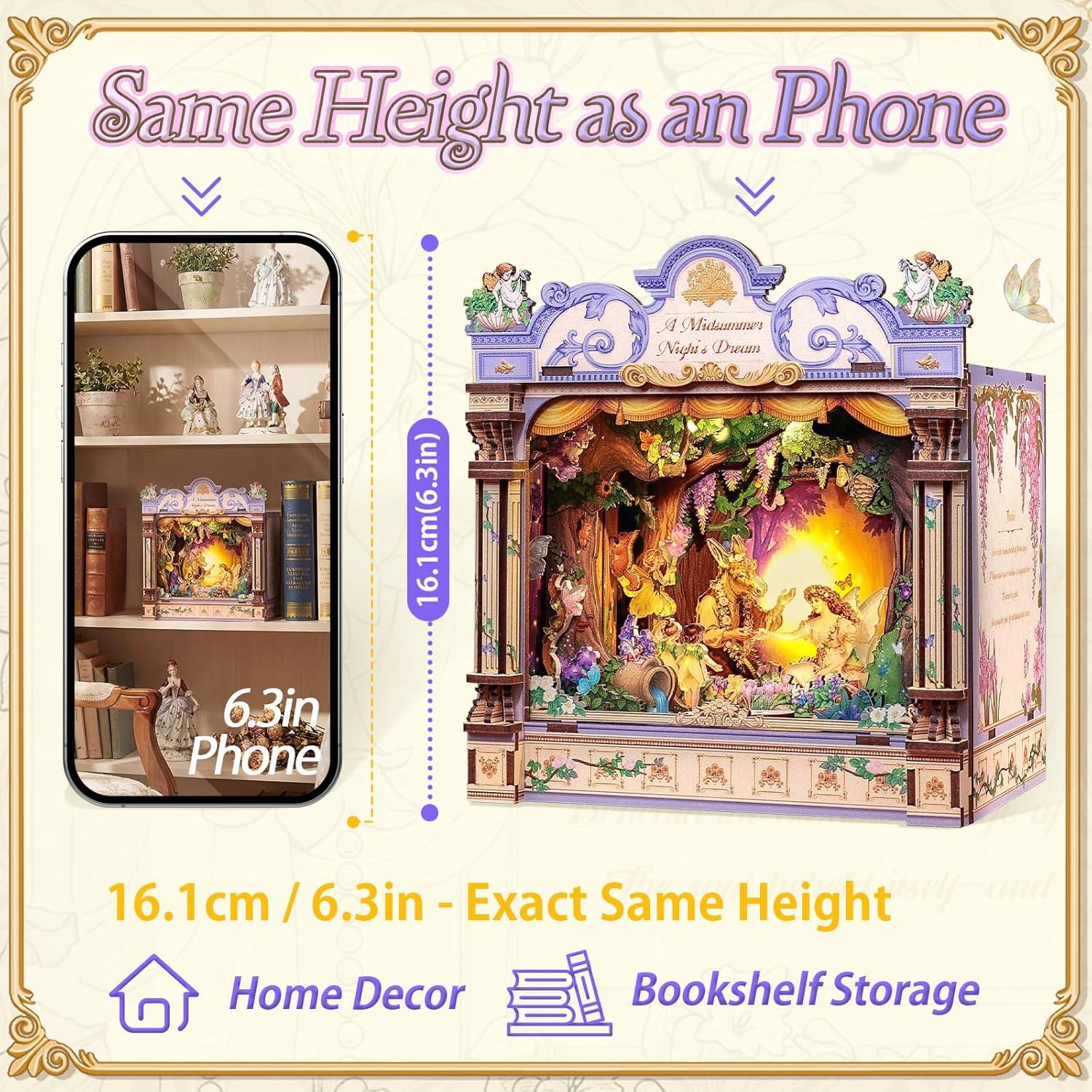 image:imageCUTEBEE DIY Miniature House Kit 3D Wooden Puzzle for Adults Book Nook Shelf Insert Shakespeare Literary Gift Enchanted Forest Miniature Theater Desktop Decor A Midsummer Nights Dream