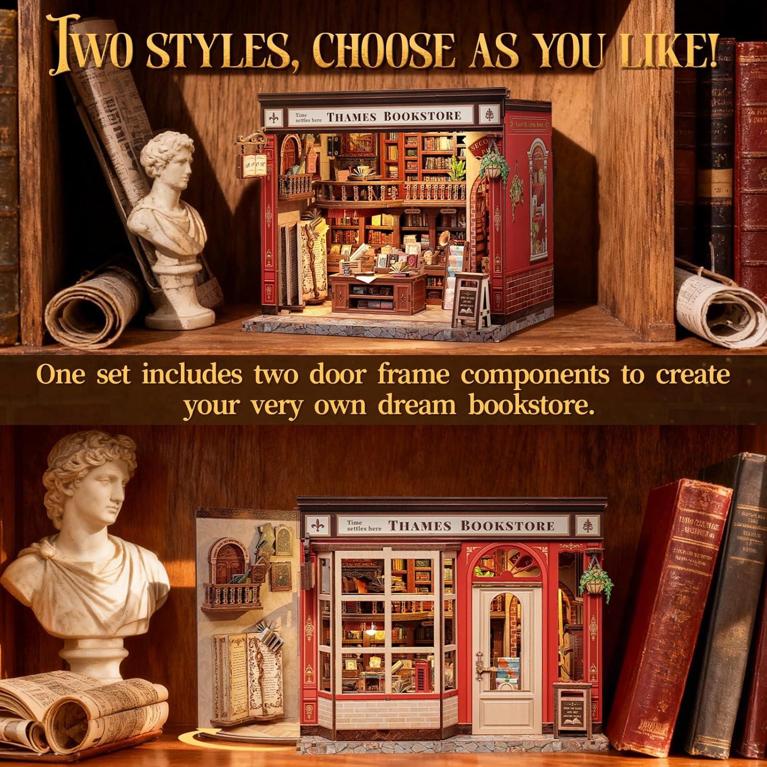 image:imageCUTEBEE 3D Puzzles Wooden Theater for Adults DIY Music Box Rotating Miniature House Kit Model Building Set with LED Light Home Bookshelf Decor Unique Birthday Gifts