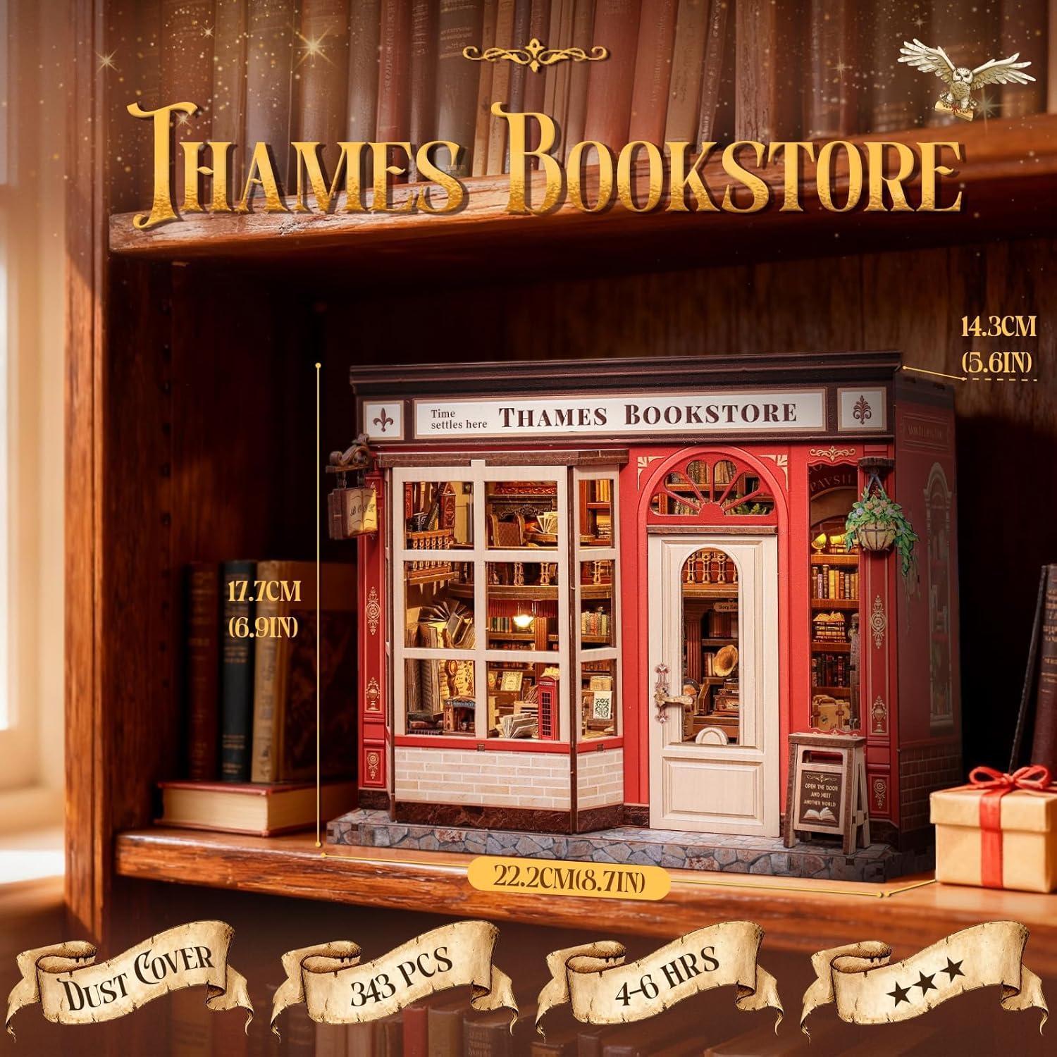 image:imageCUTEBEE 3D Puzzles Wooden Theater for Adults DIY Music Box Rotating Miniature House Kit Model Building Set with LED Light Home Bookshelf Decor Unique Birthday Gifts