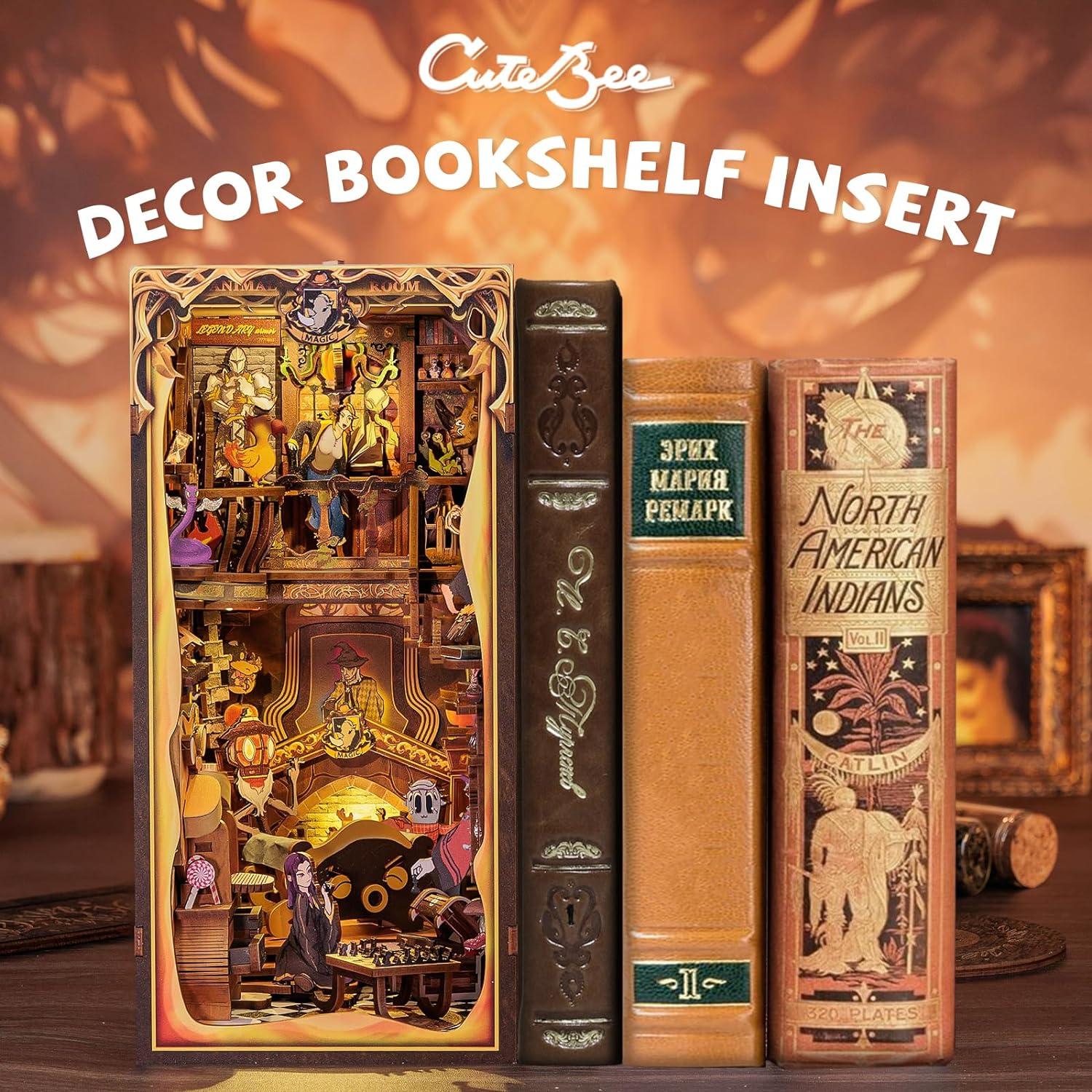 image:imageCUTEBEE Book Nook DIY Kit Dollhouse Booknook Miniature House Kit for Adults and Teens Tiny House Bookshelf Decor Model Build Beasts Alley