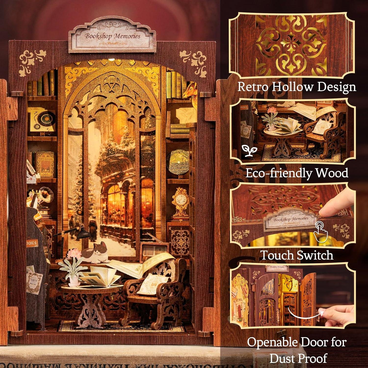 image:imageCUTEBEE Book Nook DIY Kit Dollhouse Booknook Miniature House Kit for Adults and Teens Tiny House Bookshelf Decor Model Build Beasts Alley