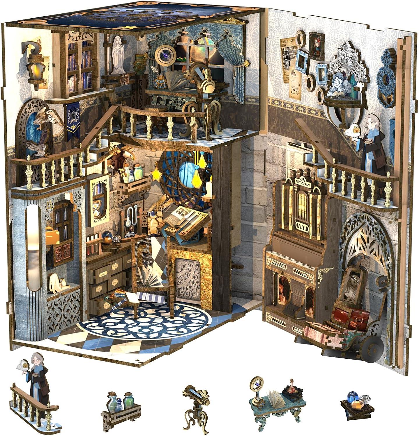 image:imageCUTEBEE Book Nook Kit DIY Dollhouse Miniature House Kit Booknook for Adults and Teens Tiny Magic House Bookshelf Insert Room Decor Model Build Gifts for Friends and Family