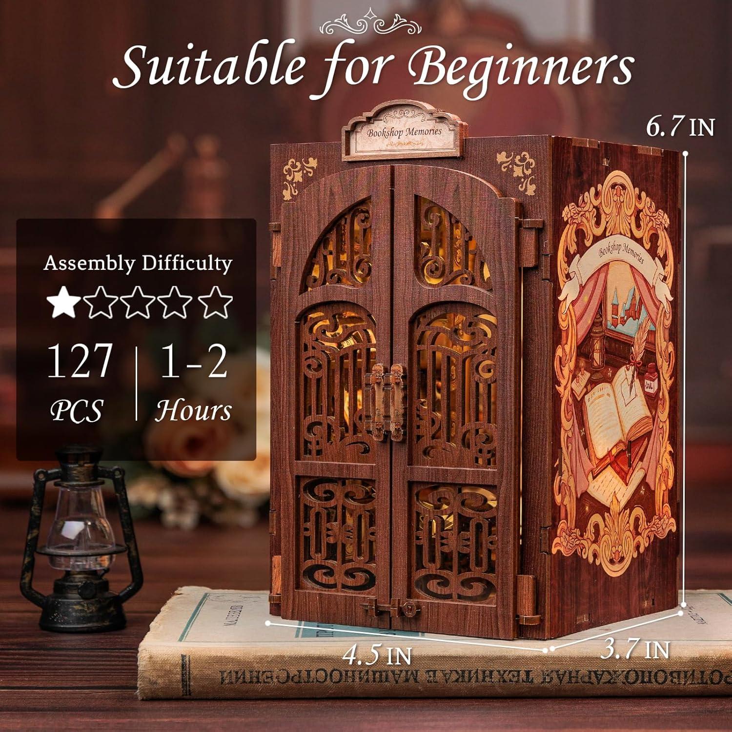 image:imageCUTEBEE Book Nook Kit DIY Dollhouse Miniature House Kit for Adults Teens Booknook Tiny House Library Model Build Bookshelf Decor Gifts for Family Friends