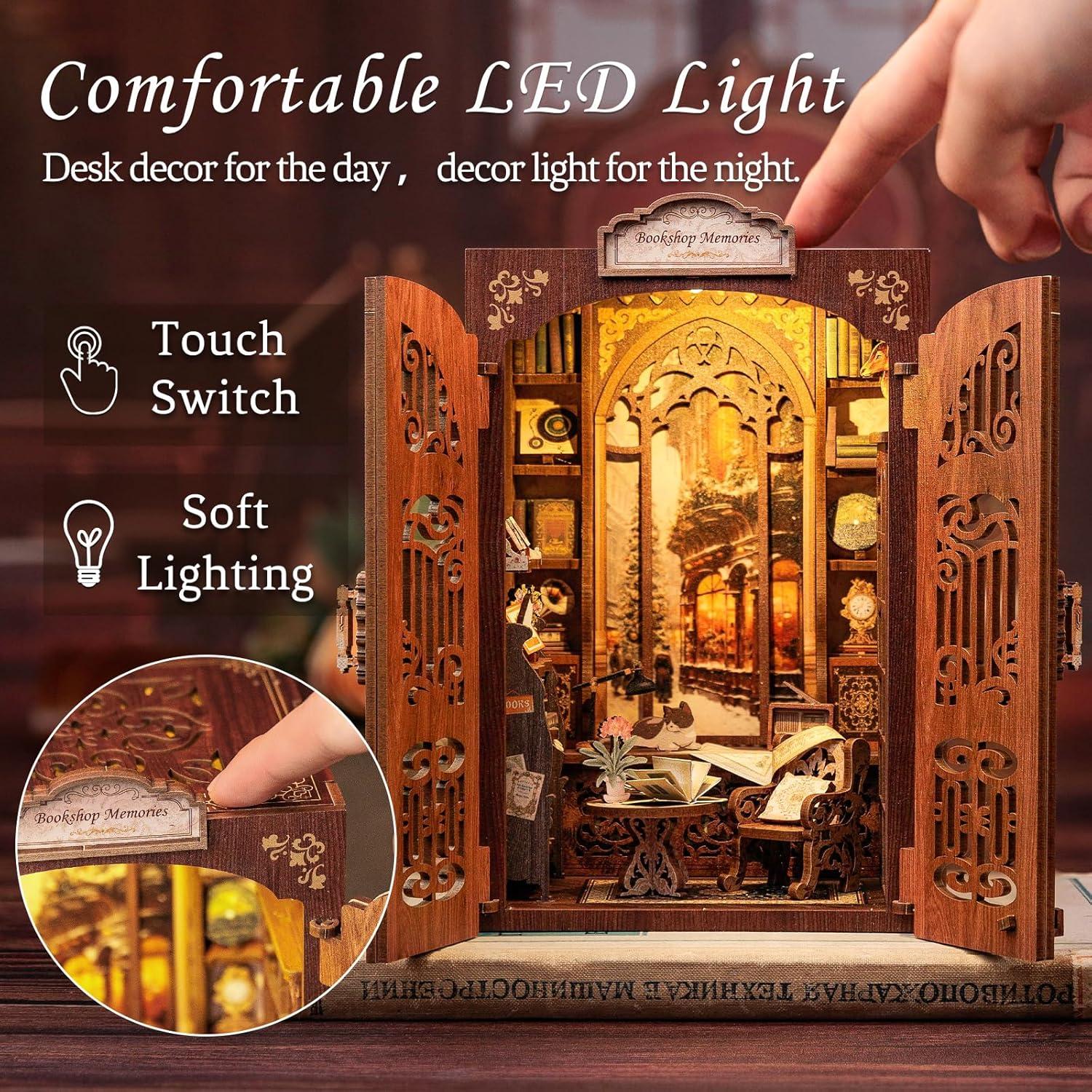 image:imageCUTEBEE Book Nook Kit DIY Dollhouse Miniature House Kit for Adults Teens Booknook Tiny House Library Model Build Bookshelf Decor Gifts for Family Friends