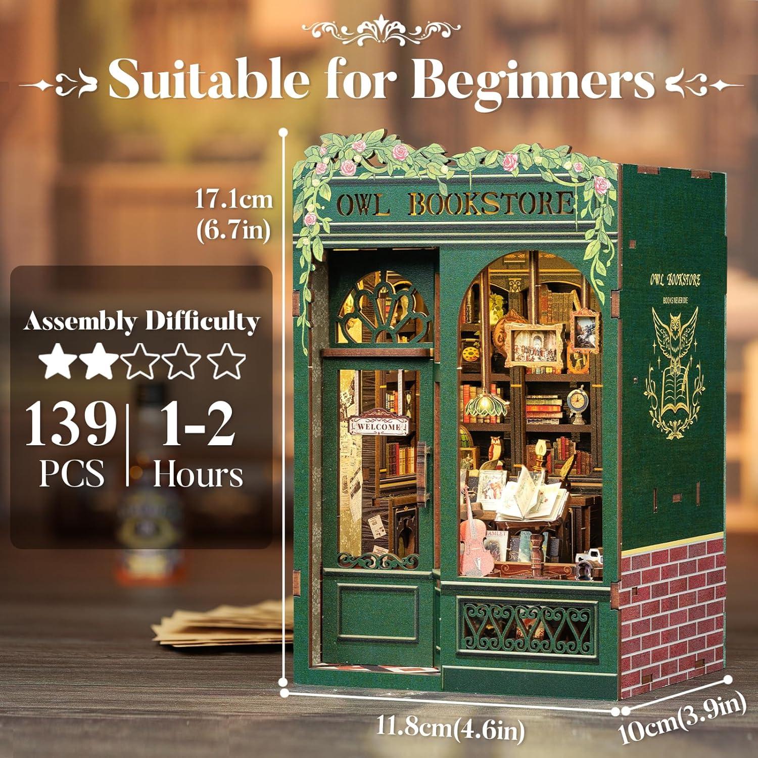 image:imageCUTEBEE Book Nook Kit DIY Miniature House Dollhouse Kit for Adult and Teens Booknook Bookshelf Decor Alley Model Build Gifts for Family and Friends