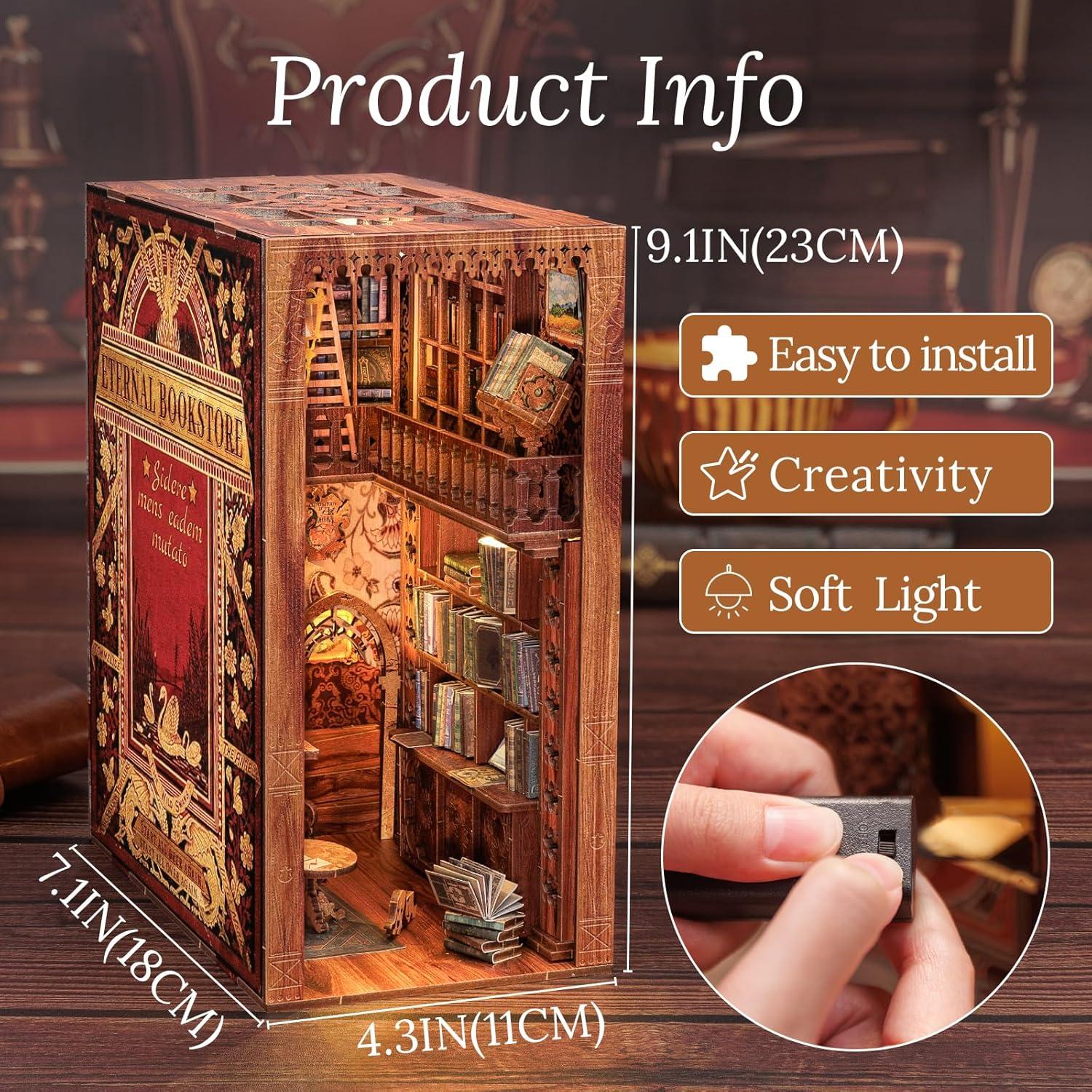 image:imageCUTEBEE Book Nook Kit DIY Miniature House Dollhouse Kit for Adult and Teens Booknook Bookshelf Decor Alley Model Build Gifts for Family and Friends