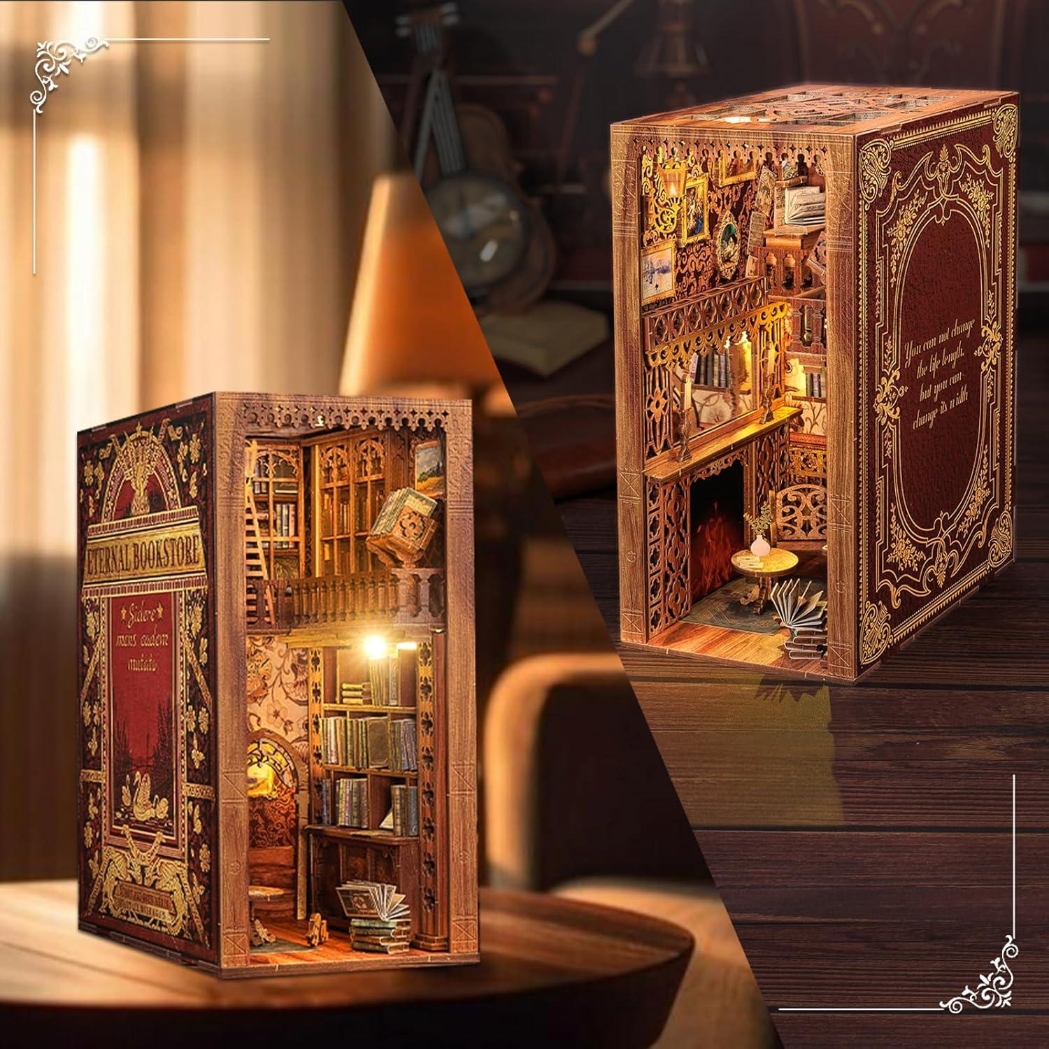 image:imageCUTEBEE Book Nook Kit DIY Miniature House Dollhouse Kit for Adult and Teens Booknook Bookshelf Decor Alley Model Build with LED Light Gifts for Family and Friends
