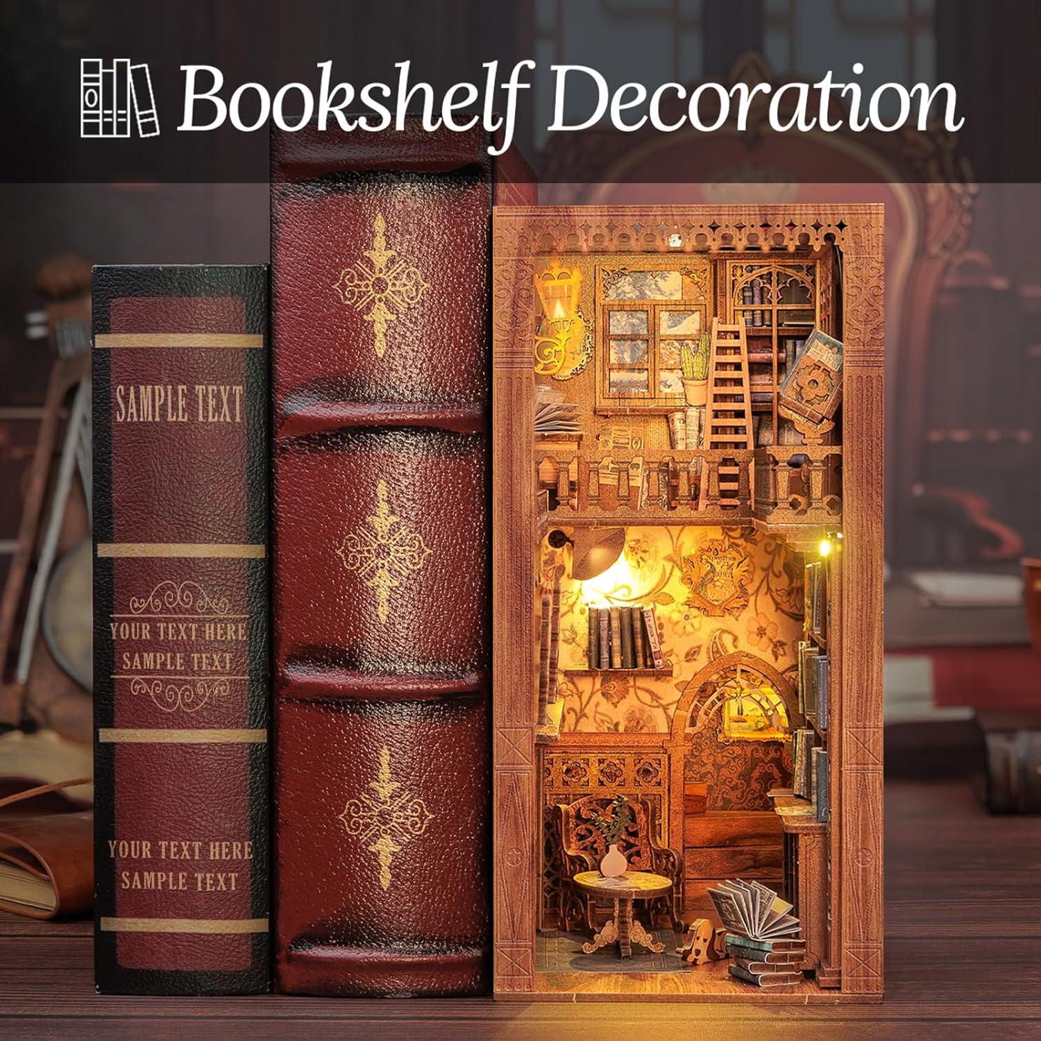image:imageCUTEBEE Book Nook Kit DIY Miniature House Dollhouse Kit for Adult and Teens Booknook Bookshelf Decor Alley Model Build with LED Light Gifts for Family and Friends