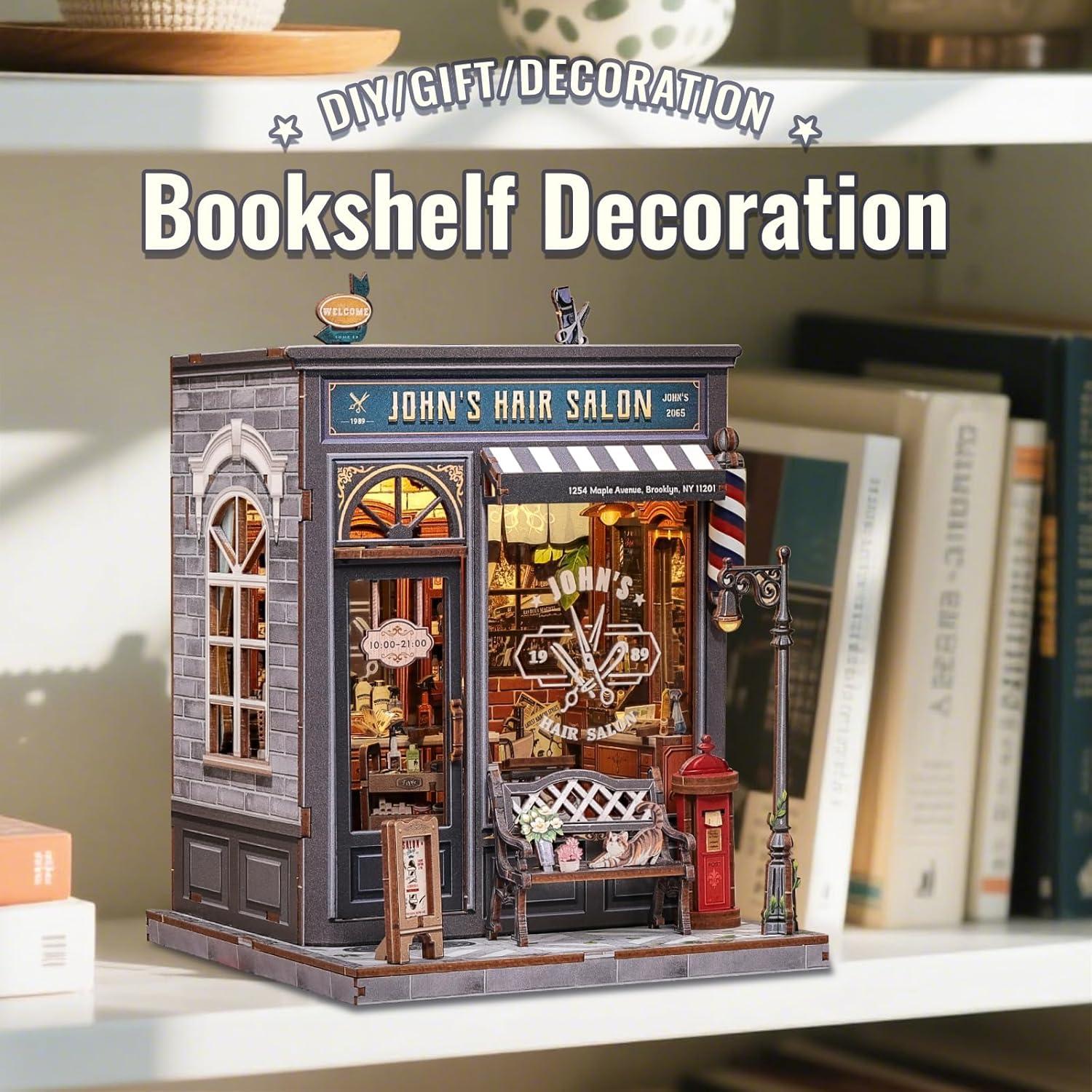 image:imageCUTEBEE Book Nook Kit DIY Miniature House Dollhouse Kit for Adults Booknook Tiny House Bookshelf Decor 3D Wooden Puzzle Model Building Set Gifts for Family and Friends