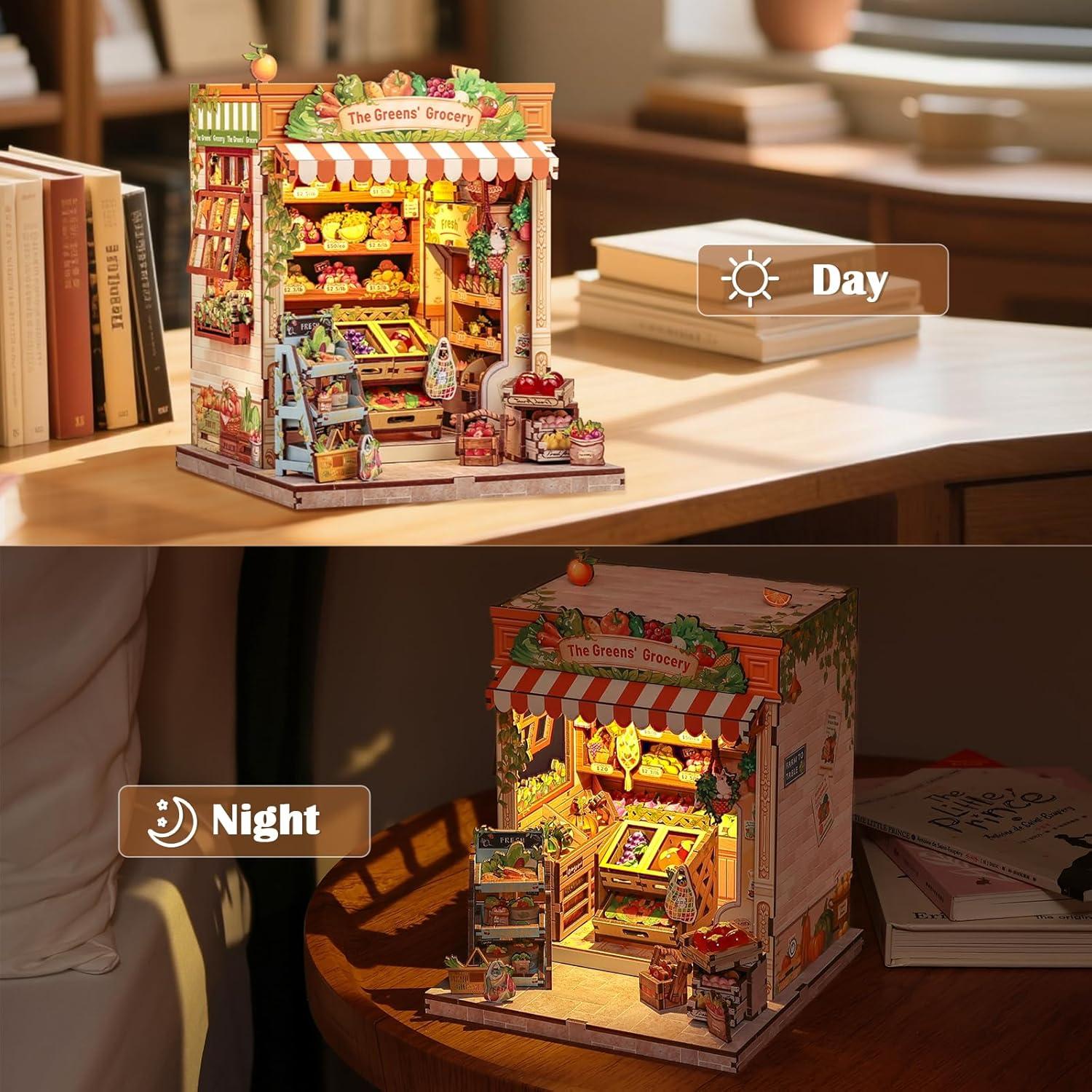 image:imageCUTEBEE Book Nook Kit DIY Miniature House Dollhouse Kit for Adults Booknook Tiny House Bookshelf Decor 3D Wooden Puzzle Model Building Set Gifts for Family and Friends