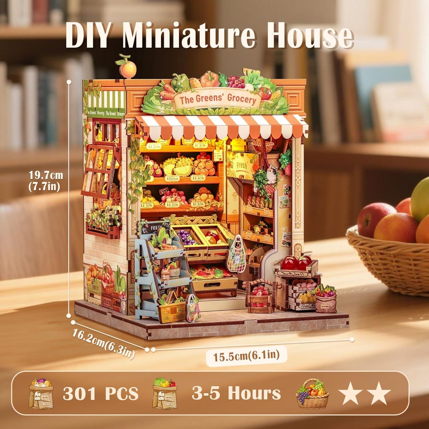 image:imageCUTEBEE Book Nook Kit DIY Miniature House Dollhouse Kit for Adults Booknook Tiny House Bookshelf Decor 3D Wooden Puzzle Model Building Set Gifts for Family and Friends