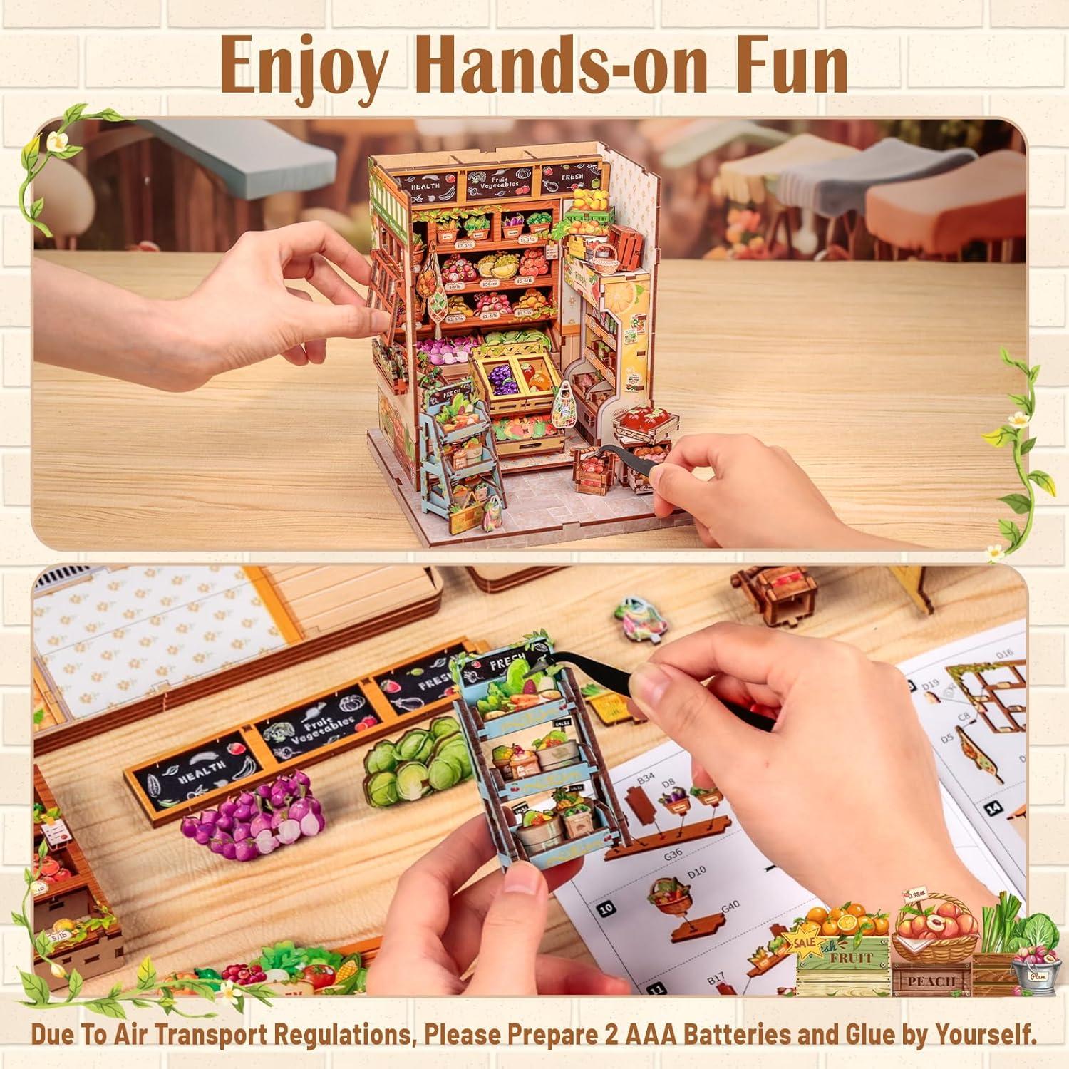image:imageCUTEBEE Book Nook Kit DIY Miniature House Dollhouse Kit for Adults Booknook Tiny House Bookshelf Decor 3D Wooden Puzzle Model Building Set Gifts for Family and Friends