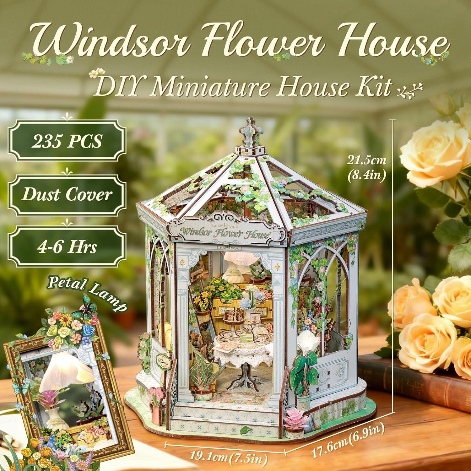 image:imageCUTEBEE Book Nook Kit Flower House Florist DIY Dollhouse Miniature House Kit 3D Wooden Puzzle Model Building Set Bookshelf Room Decor DIY Craft Gifts for Adults Teens 14 Windsor Flower House