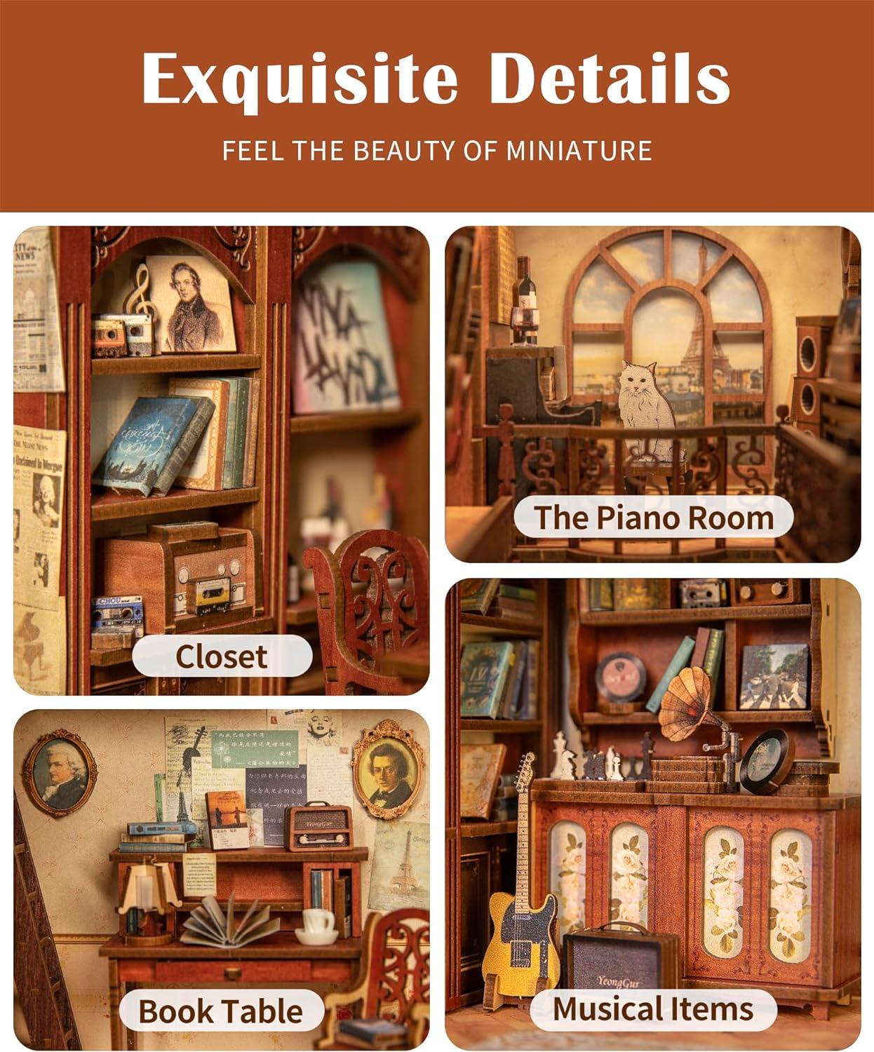 image:imageCUTEBEE Book Nook Kit Booknook for Adults and Teens Miniature House Kit Tiny Magic House Bookshelf Insert Room Decor Model Build Gifts for Friends and Family