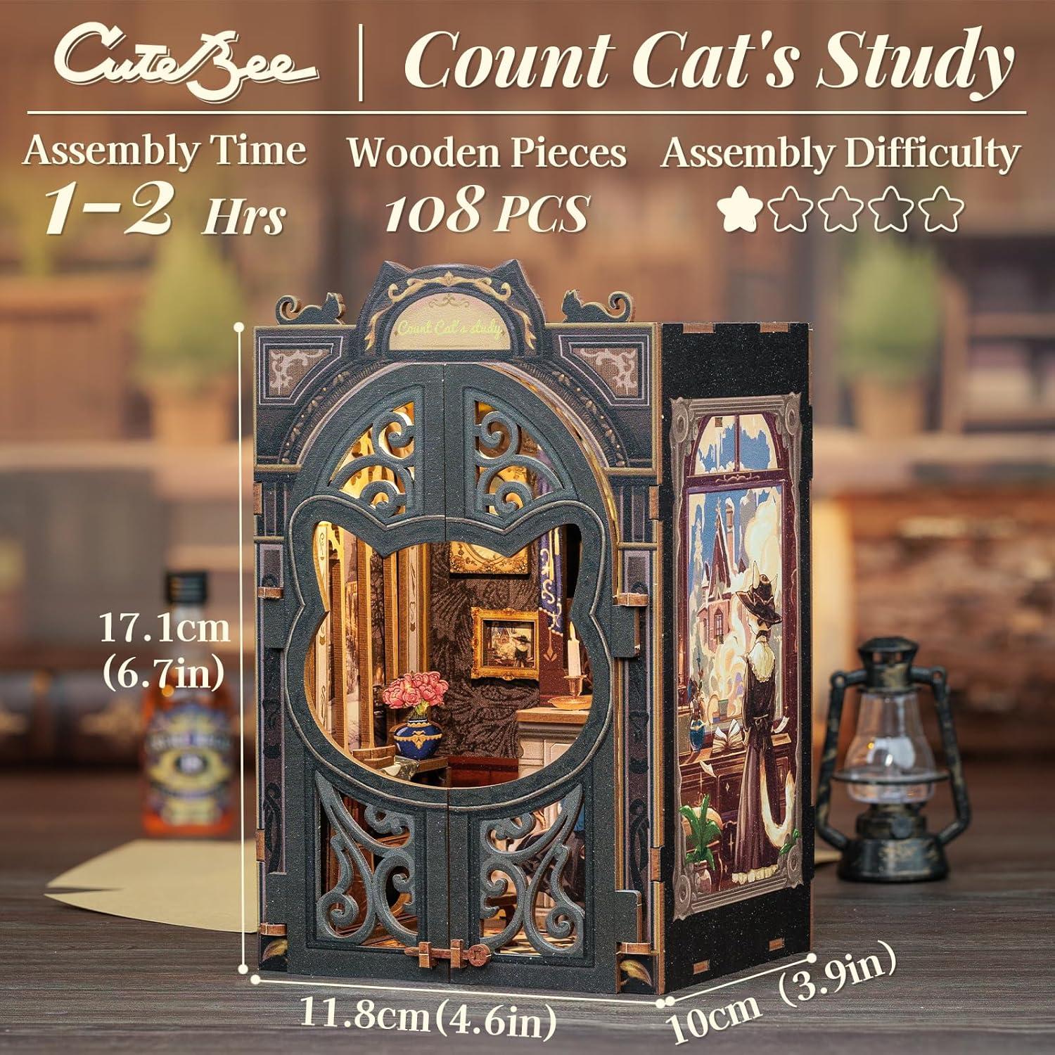 image:imageCUTEBEE Book Nook Kit DIY Dollhouse Miniature House Booknook for Adults and Teens Bookshelf Insert Decor Bookends Model BuildCreativity Gift Kit for Friends and Family