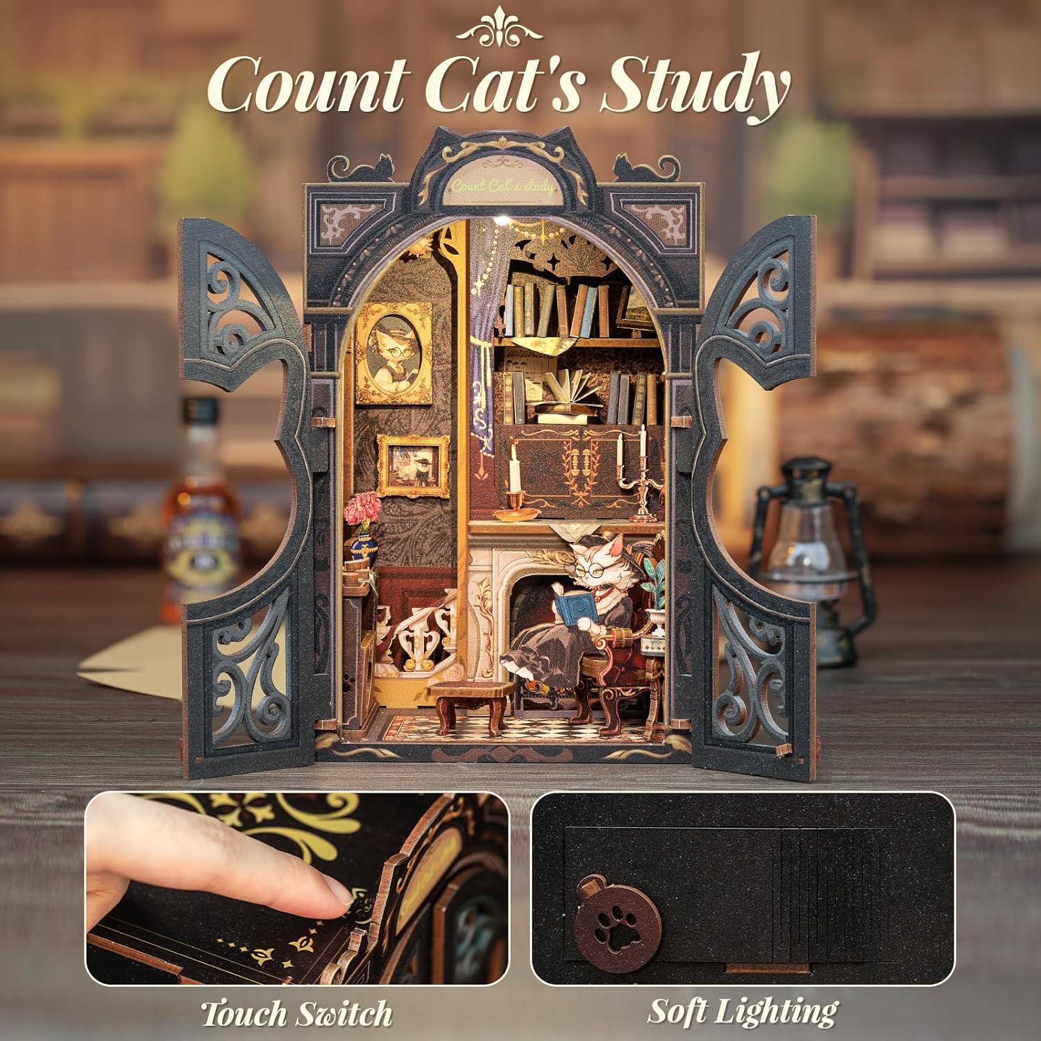 image:imageCUTEBEE Book Nook Kit DIY Dollhouse Miniature House Booknook for Adults and Teens Bookshelf Insert Decor Bookends Model BuildCreativity Gift Kit for Friends and Family