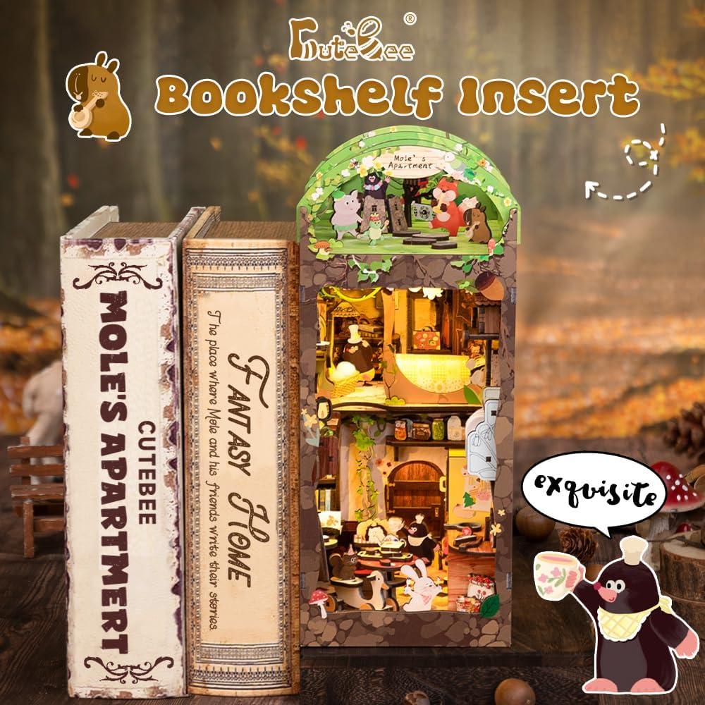 image:imageCUTEBEE DIY Book Nook Kit DIY Dollhouse Booknook Bookshelf Insert Decor Alley Bookends Model BuildCreativity Kit with LED Light Eternal BookstoreMoles Apartment