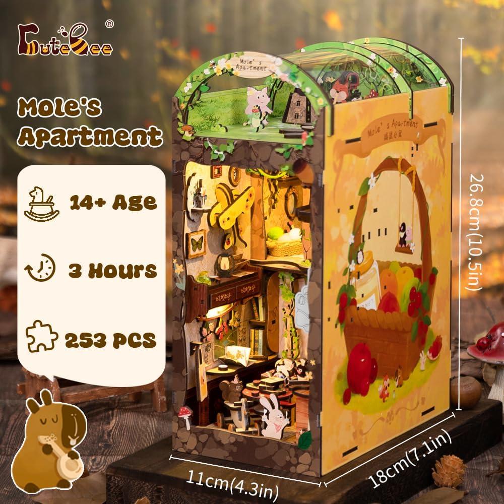 image:imageCUTEBEE DIY Book Nook Kit DIY Dollhouse Booknook Bookshelf Insert Decor Alley Bookends Model BuildCreativity Kit with LED Light Eternal BookstoreMoles Apartment