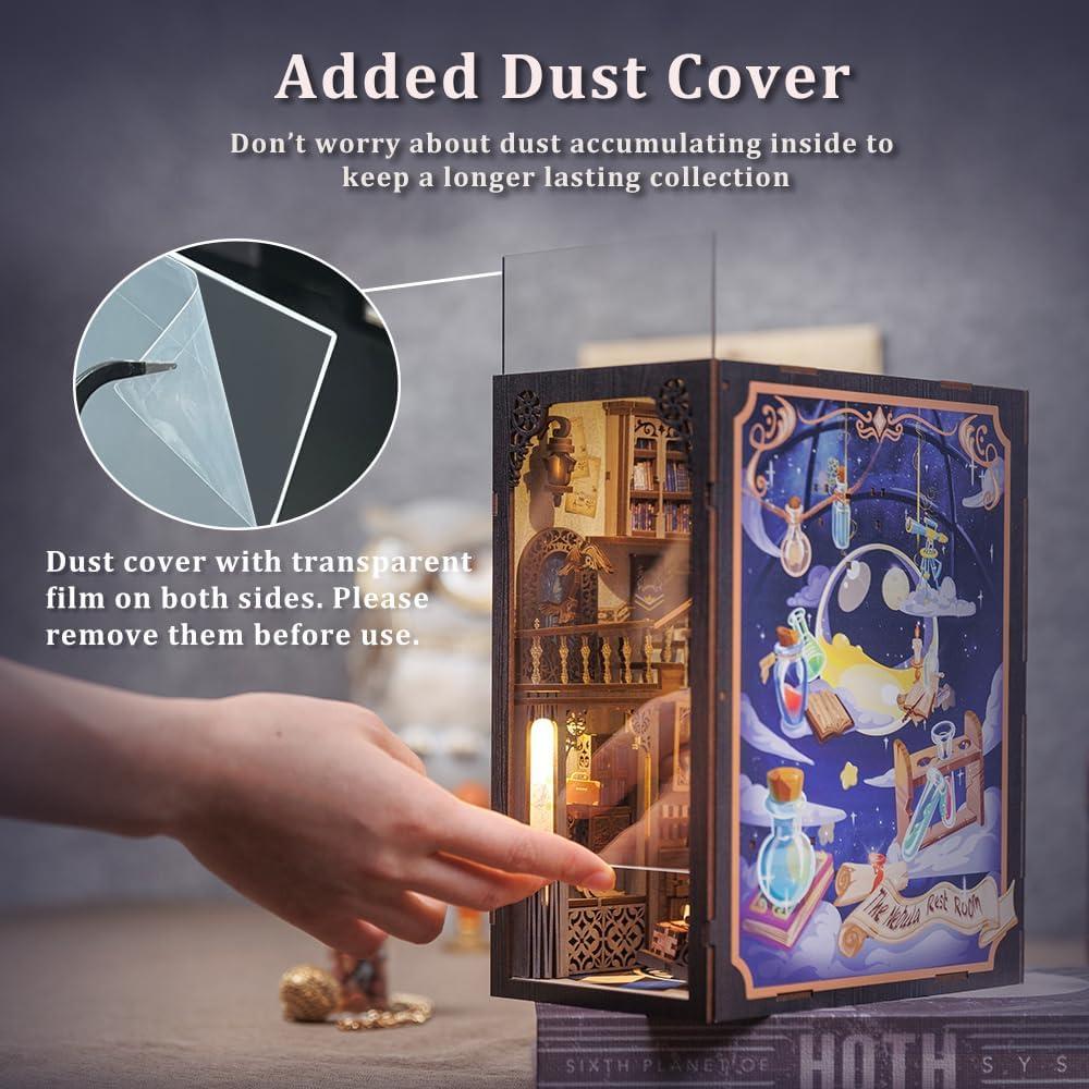 image:imageCUTEBEE DIY Book Nook Kit DIY Dollhouse Booknook Bookshelf Insert Decor Alley Bookends Model BuildCreativity Kit with LED Light Eternal BookstoreNebula Common Room