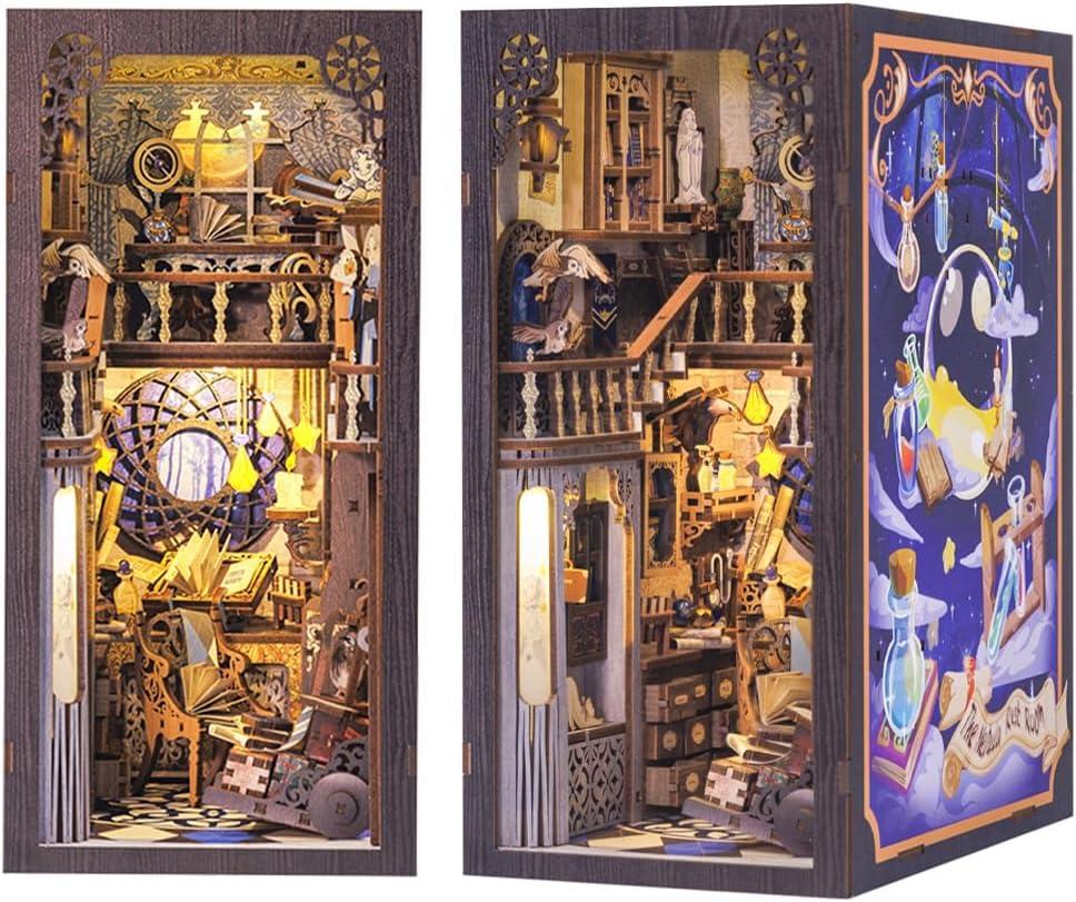 image:imageCUTEBEE DIY Book Nook Kit DIY Dollhouse Booknook Bookshelf Insert Decor Alley Bookends Model BuildCreativity Kit with LED Light Eternal BookstoreNebula Common Room