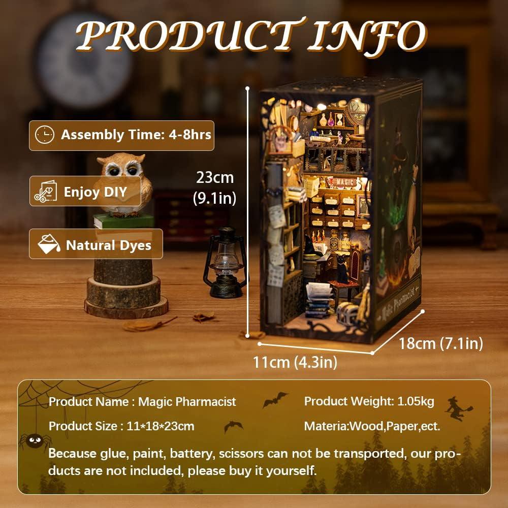 image:imageCUTEBEE DIY Book Nook Kit DIY Dollhouse Booknook Kit Bookshelf Insert Decor Alley Bookends Model BuildCreativity Kit with LED LightMagic Pharmacist Moles Apartment