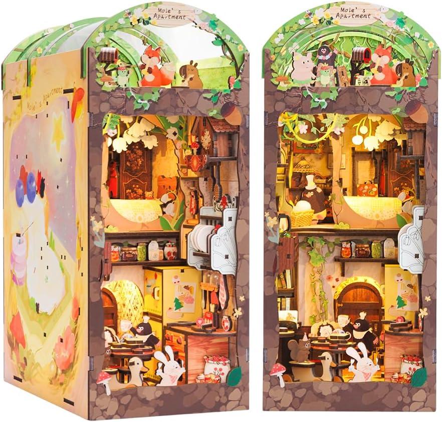 image:imageCUTEBEE DIY Book Nook Kit DIY Dollhouse Booknook Kit Bookshelf Insert Decor Alley Bookends Model BuildCreativity Kit with LED LightMagic Pharmacist Moles Apartment