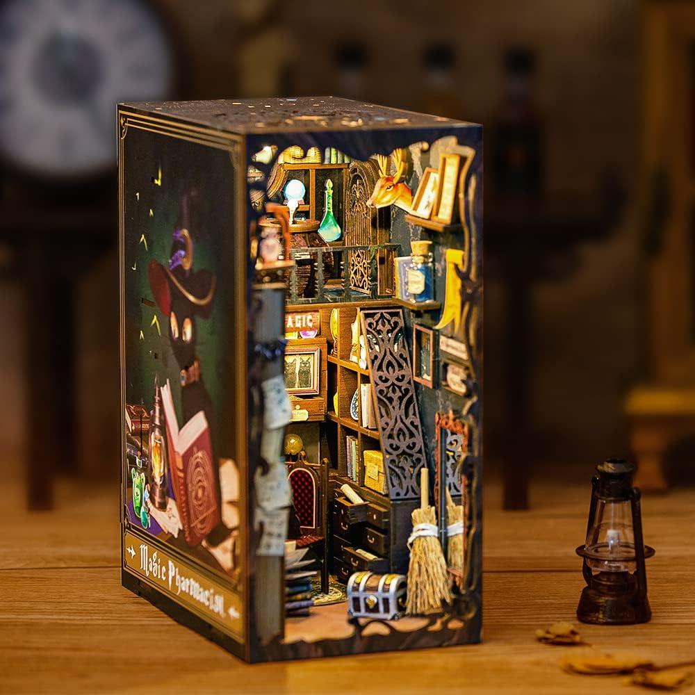 image:imageCUTEBEE DIY Book Nook Kit DIY Dollhouse Booknook Kit Bookshelf Insert Decor Alley Bookends Model BuildCreativity Kit with LED LightMagic PharmacistRose Garden Tea House