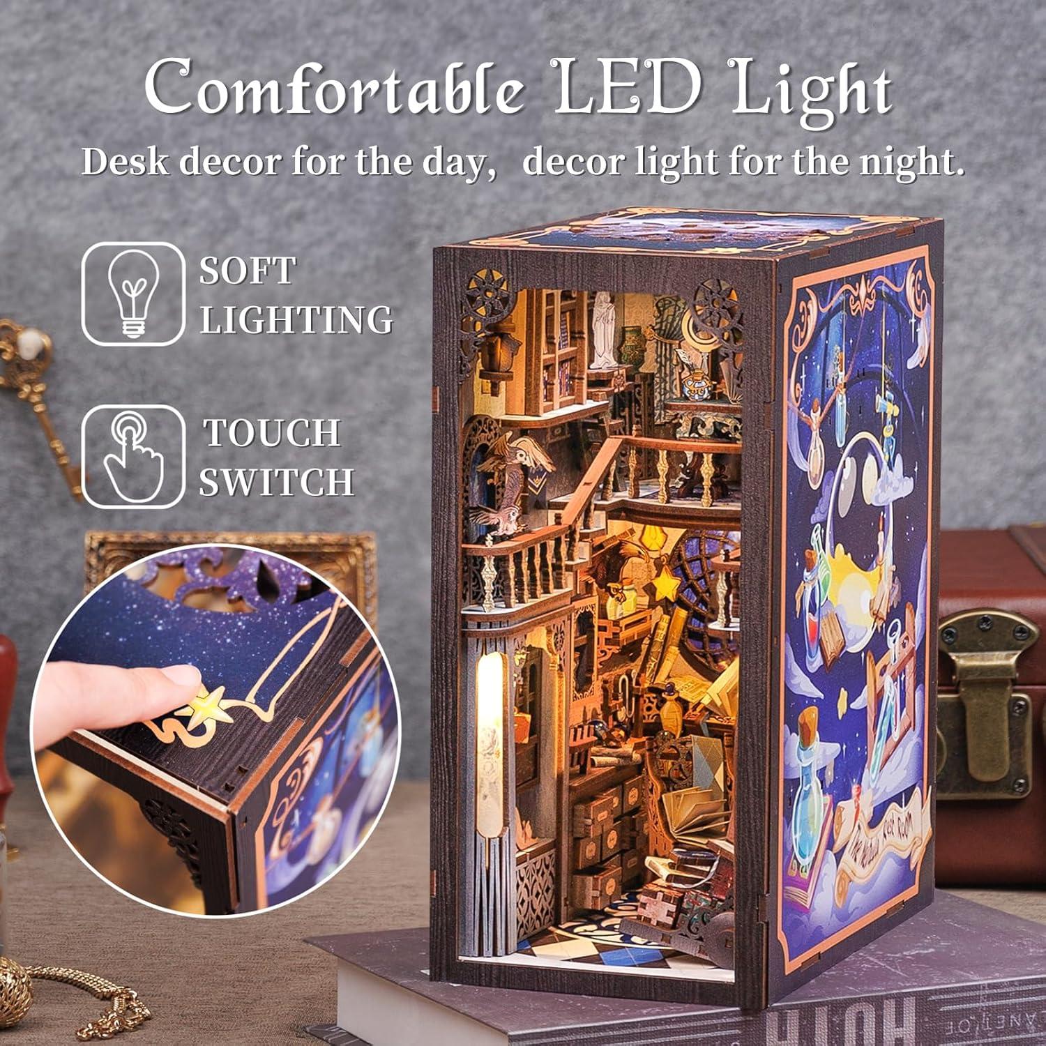 image:imageCUTEBEE DIY Book Nook Kit for Adult DIY Miniature House Kit Dollhouse Booknook Bookshelf Bookends Model Build with LED Light Gifts Ideas for Family and Friends