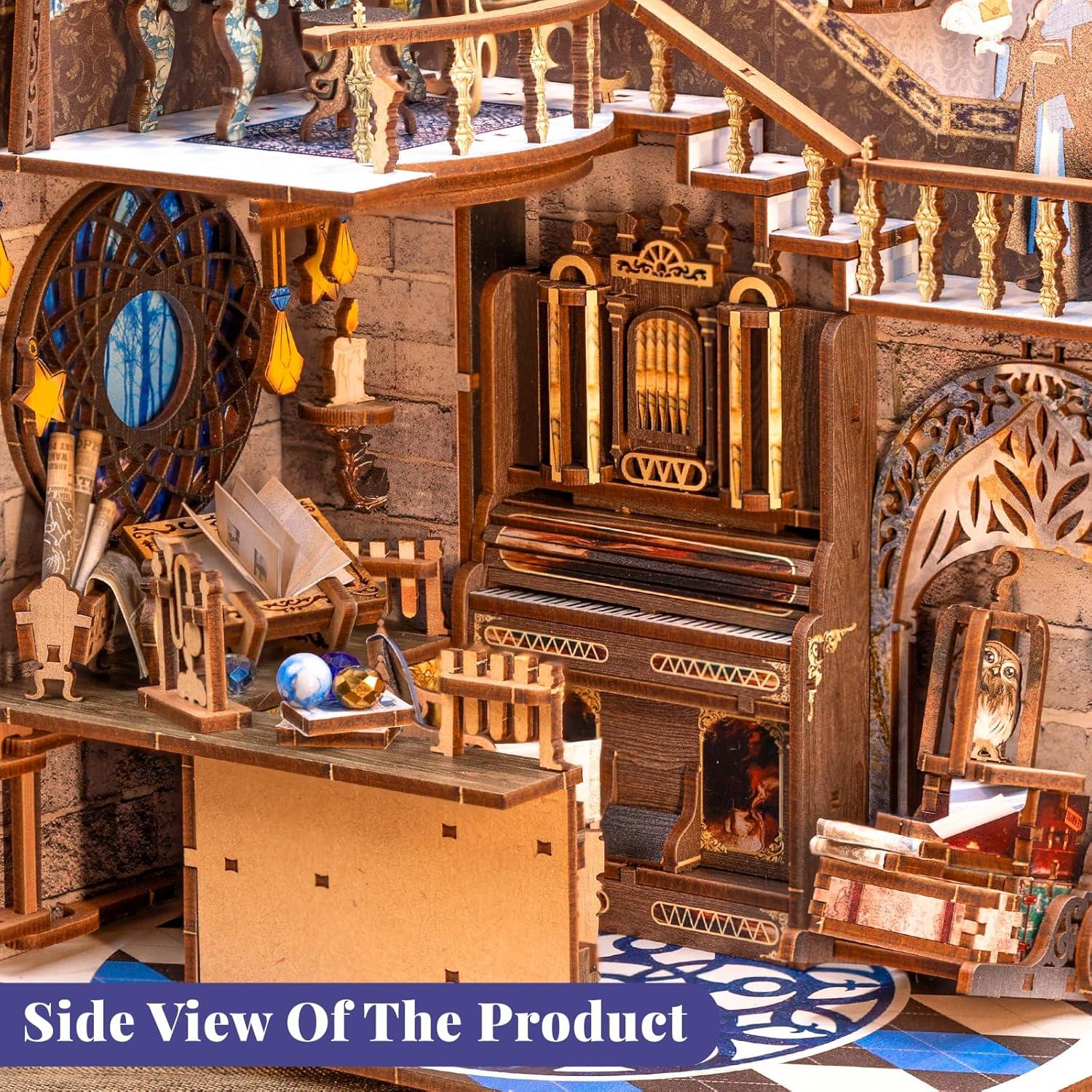 image:imageCUTEBEE DIY Book Nook Kit for Adult DIY Miniature House Kit Dollhouse Booknook Bookshelf Bookends Model Build with LED Light Gifts Ideas for Family and Friends