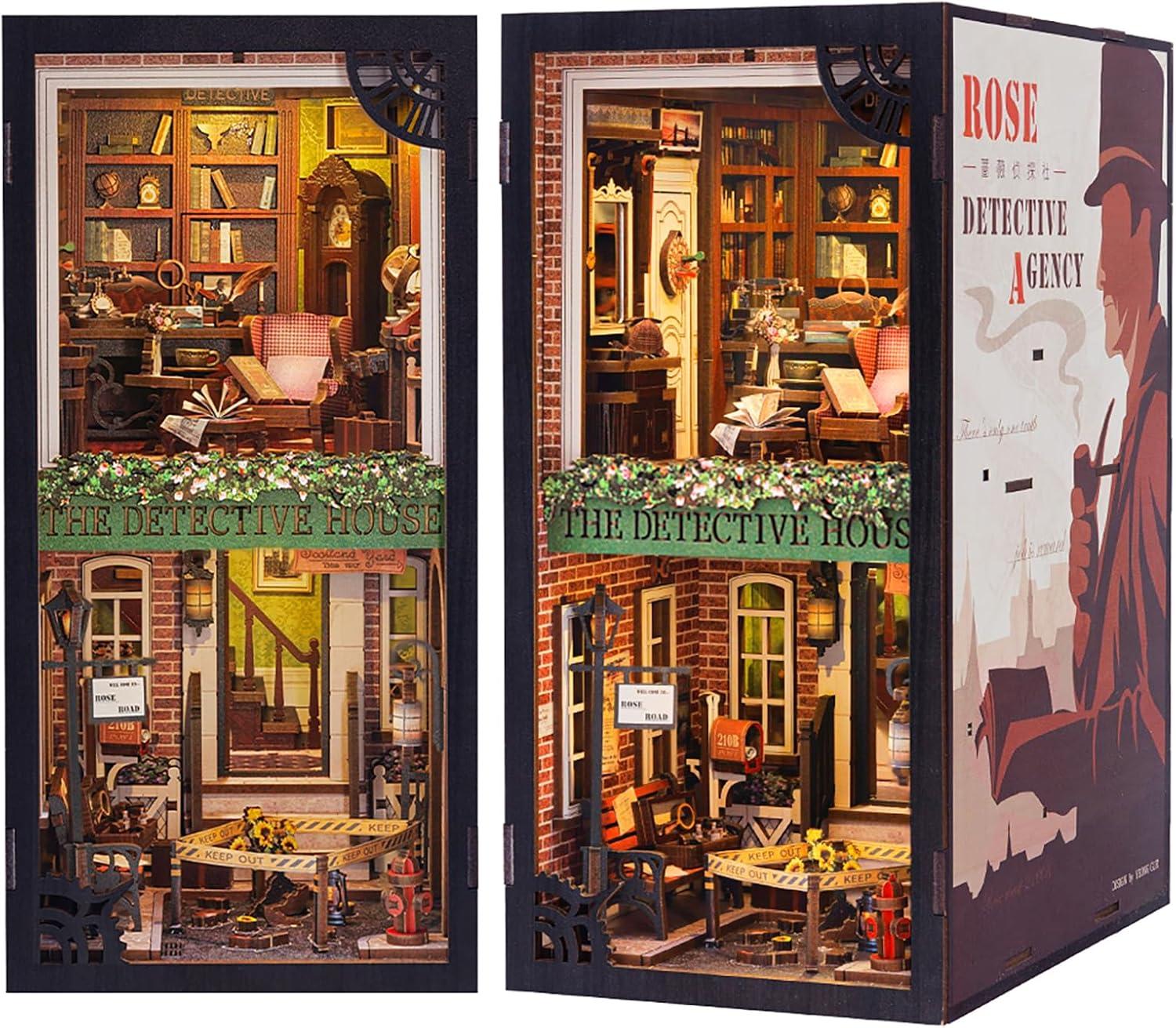 image:imageCUTEBEE DIY Book Nook Kit for Adult DIY Miniature House Kit Dollhouse Booknook Bookshelf Decor Alley Bookends Model Build with LED Light Gifts for Family and Friends