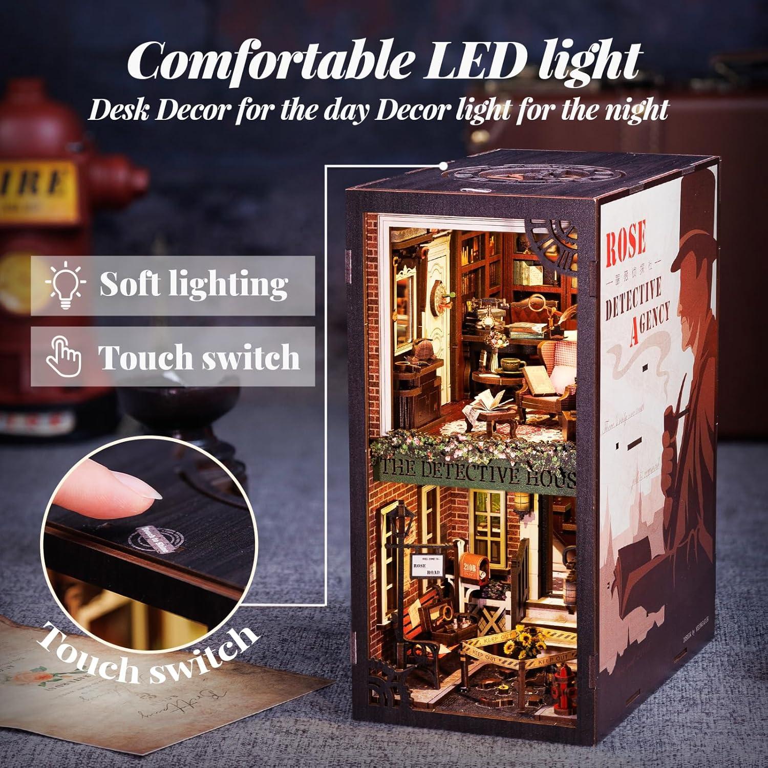 image:imageCUTEBEE DIY Book Nook Kit for Adult DIY Miniature House Kit Dollhouse Booknook Bookshelf Decor Alley Bookends Model Build with LED Light Gifts for Family and Friends