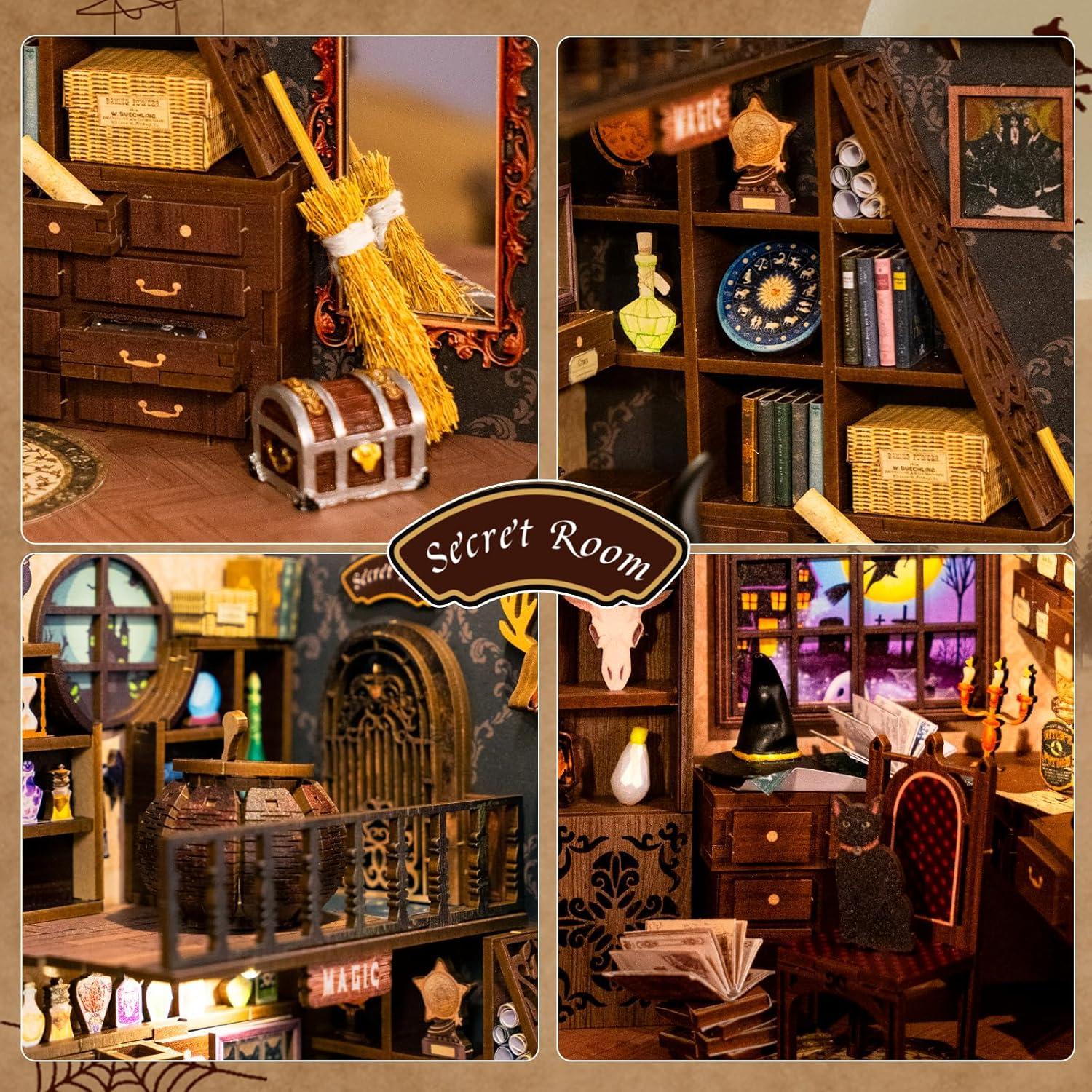 image:imageCUTEBEE DIY Book Nook Kit for Adults and Teens DIY Miniature House Dollhouse Kit Tiny Magic House Bookshelf Insert Decor Booknook Model Build Gift Kit Alley with LED Light