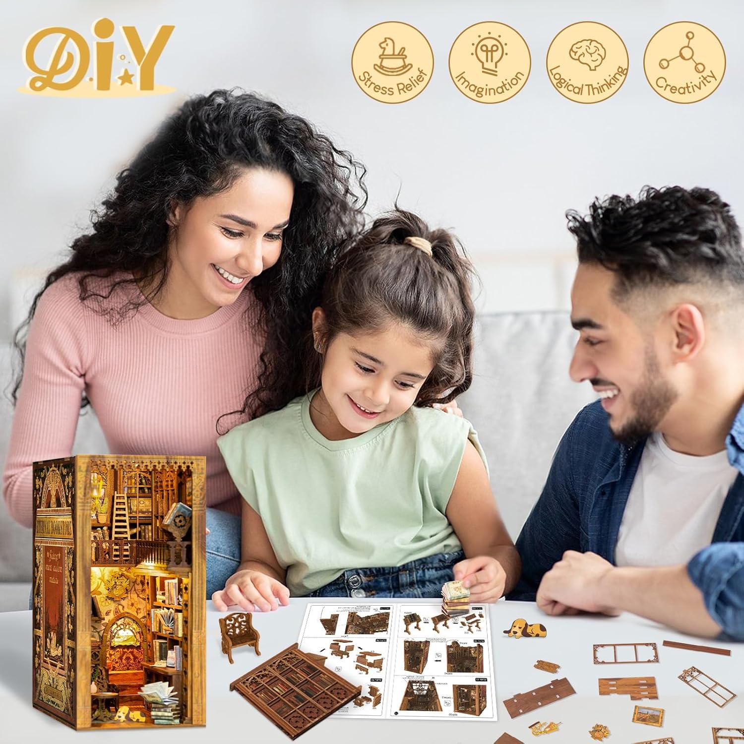 image:imageCUTEBEE DIY Miniature House Kit Dollhouse Book Nook Kit Tiny House Library Mini Home Model Building Rose Garden Gift Kit Creative Birthday Gift Idea Party Favor