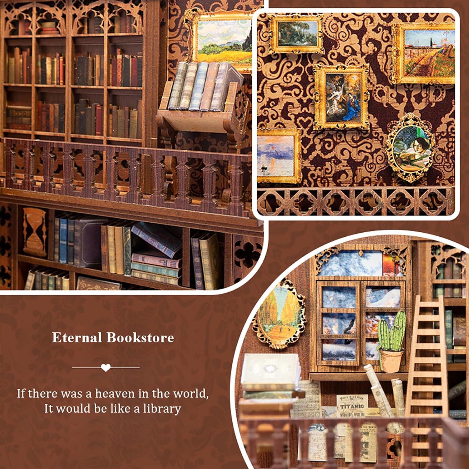 image:imageCUTEBEE DIY Miniature House Kit Dollhouse Book Nook Kit Tiny House Library Mini Home Model Building Rose Garden Gift Kit Creative Birthday Gift Idea Party Favor