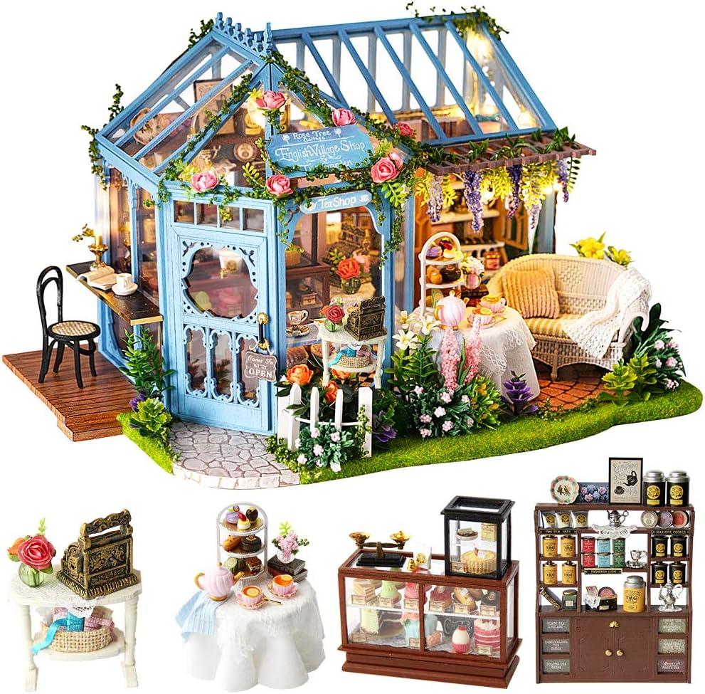 image:imageCUTEBEE DIY Miniature House Kit Dollhouse Book Nook Kit Tiny House Library Mini Home Model Building Rose Garden Gift Kit Creative Birthday Gift Idea Party Favor