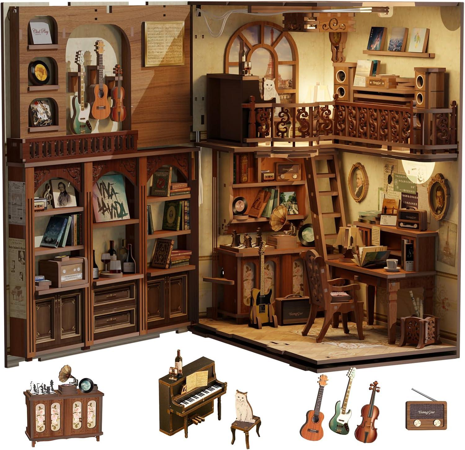 image:imageCUTEBEE DIY Miniature House Kit Dollhouse Book Nook Kit Tiny House Mini Home Bookshelf Decor Model Building Rose Garden Party Favor Gift Creative Room for Birthday Gift Idea