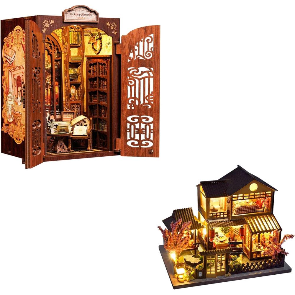 image:imageCUTEBEE Book Nook Kit DIY Dollhouse Miniature House Kit for Adults Teens Booknook Tiny House Library Model Build Bookshelf Decor Gifts for Family Friends