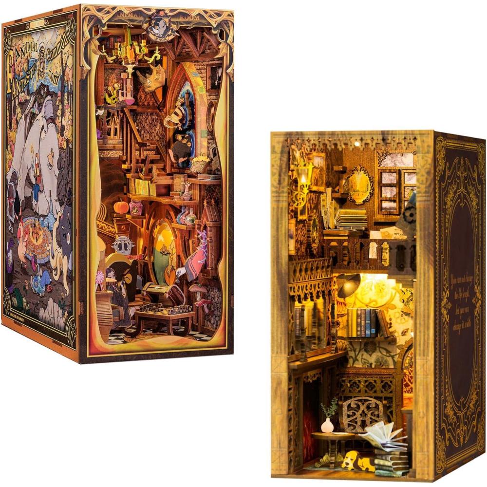 image:imageCUTEBEE Book Nook Kit DIY Miniature House Dollhouse Kit for Adult and Teens Booknook Bookshelf Decor Alley Model Build with LED Light Gifts for Family and Friends