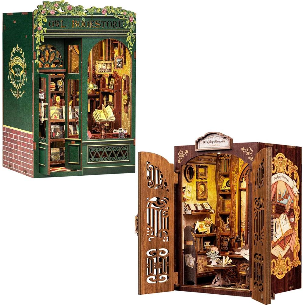 image:imageCUTEBEE Book Nook Kit DIY Miniature House Kit for Adults Teens and Beginners Dollhouse Booknook Tiny House Library Model Build Bookshelf Decor Gifts for Family Friends