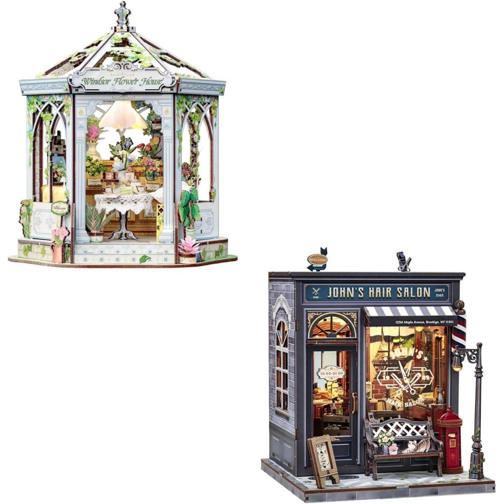 image:imageCUTEBEE Book Nook Kit Flower House Florist DIY Dollhouse Miniature House Kit 3D Wooden Puzzle Model Building Set Bookshelf Room Decor DIY Craft Gifts for Adults Teens 14