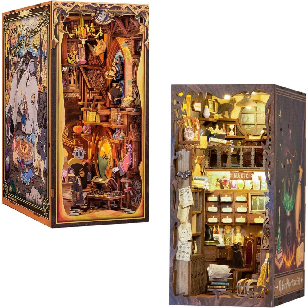 image:imageCUTEBEE Book Nook Kit DIY Miniature House Booknook Dollhouse Kit for Adults and Teens 3D Wooden Puzzle Bookend Bookshelf Insert Decor Tiny Magic House Model Build Gift