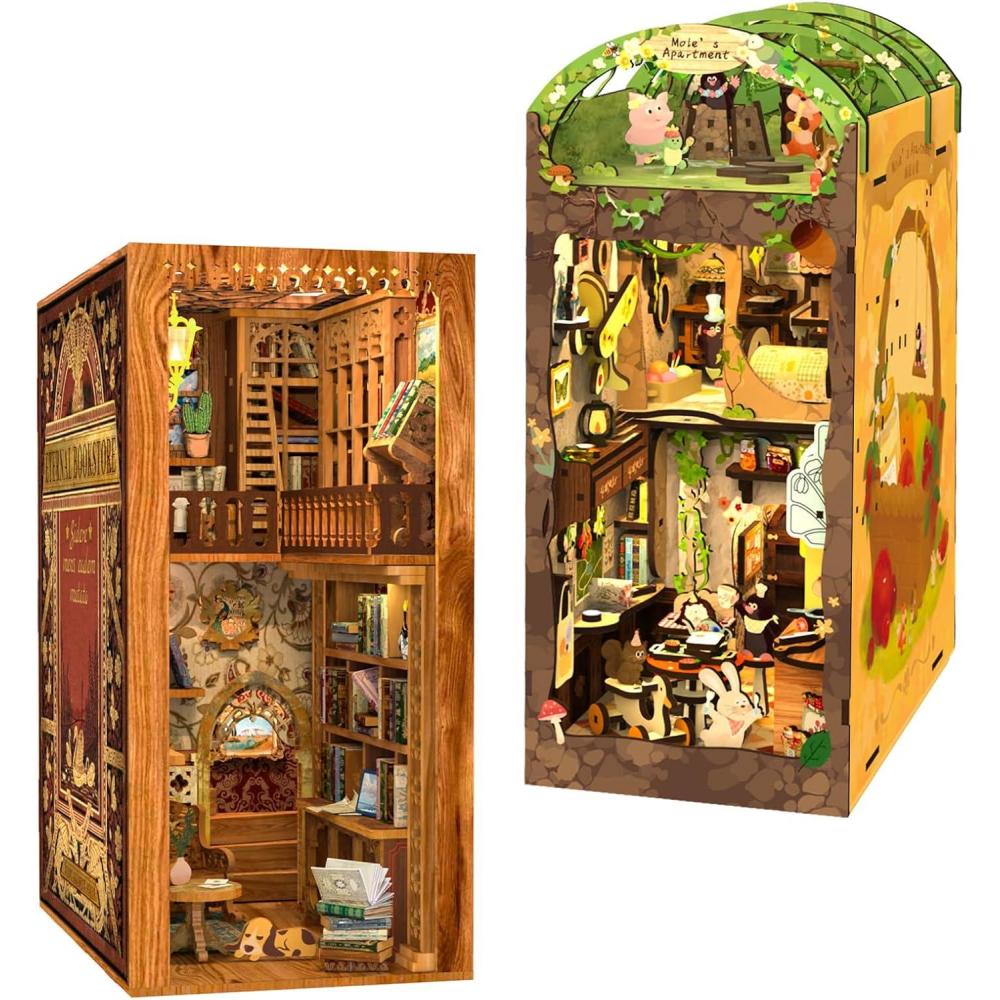 image:imageCUTEBEE DIY Book Nook Kit DIY Dollhouse Booknook Bookshelf Insert Decor Alley Bookends Model BuildCreativity Kit with LED Light Eternal BookstoreMoles Apartment