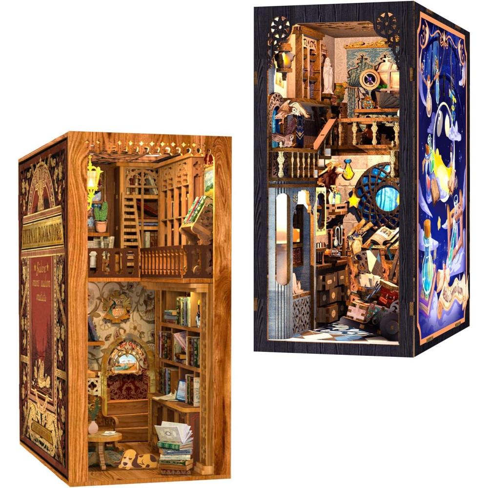image:imageCUTEBEE DIY Book Nook Kit DIY Dollhouse Booknook Bookshelf Insert Decor Alley Bookends Model BuildCreativity Kit with LED Light Eternal BookstoreNebula Common Room