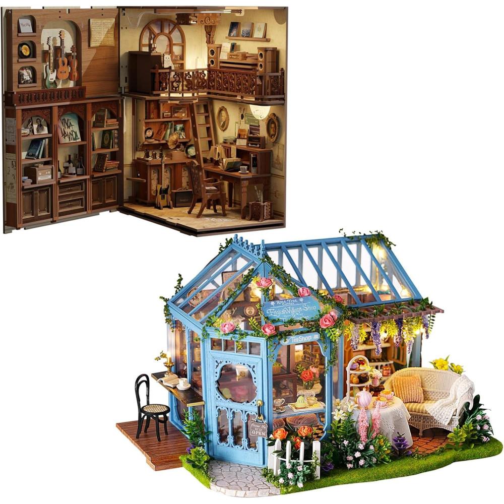 image:imageCUTEBEE DIY Miniature House Kit Dollhouse Book Nook Kit Tiny House Mini Home Bookshelf Decor Model Building Rose Garden Party Favor Gift Creative Room for Birthday Gift Idea