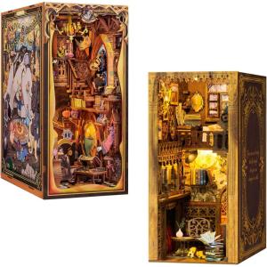 CUTEBEE Book Nook Kit – DIY Miniature House Dollhouse Kit for Adult and Teens, Booknook Bookshelf Decor Alley Model Build with LED Light, Gifts for Family and Friends