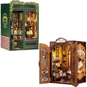 CUTEBEE Book Nook Kit – DIY Miniature House Kit for Adults, Teens and Beginners, Dollhouse Booknook Tiny House Library Model Build Bookshelf Decor, Gifts for Family, Friends