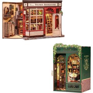 CUTEBEE Book Nook Kit Owl Bookstore DIY Miniature House 3D Wooden Puzzle for Adult and Teens, Booknook Bookshelf Decor Alley Model Build with LED Light, Gifts for Family and Friends